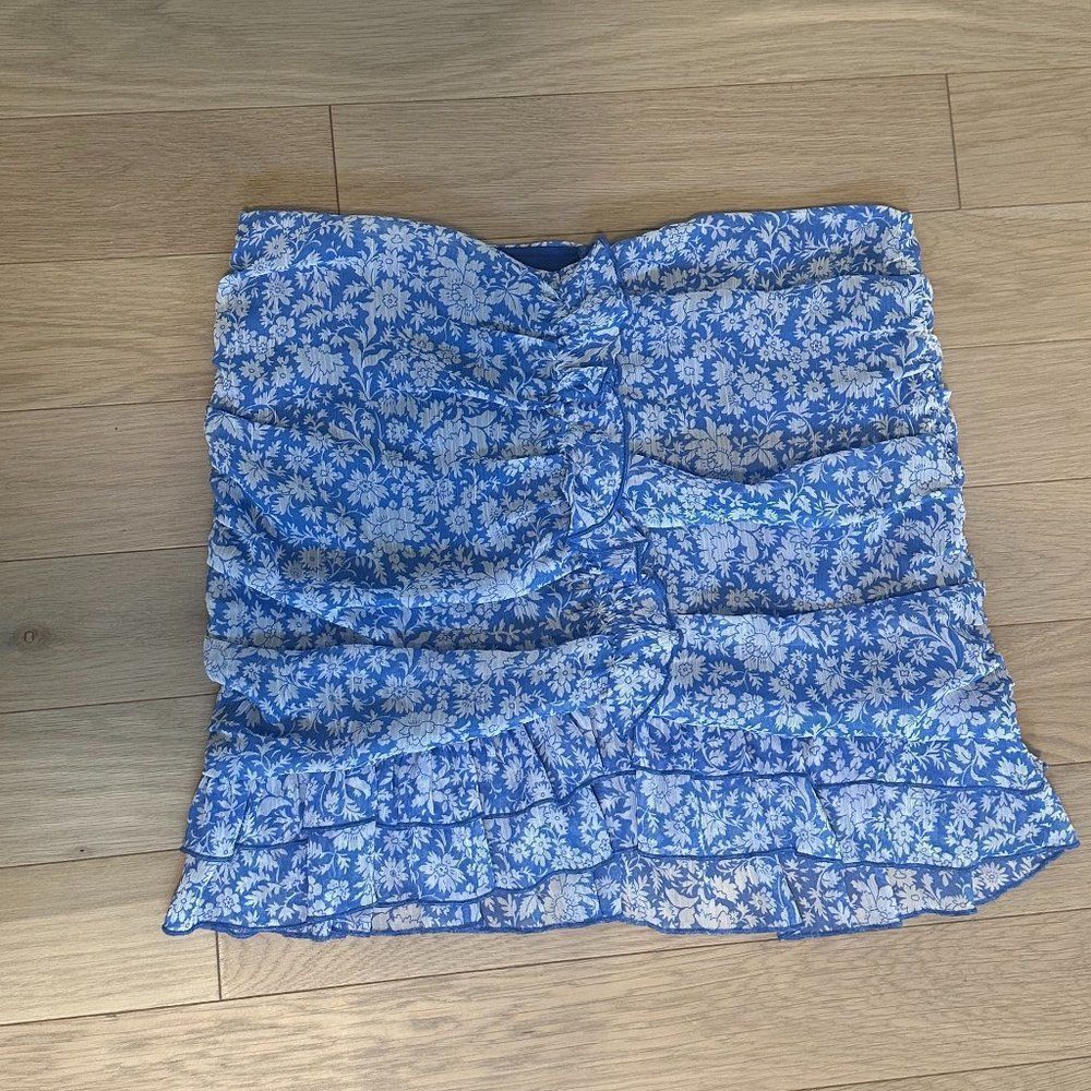 ZARA Blue and White Chiffon Mini skirt